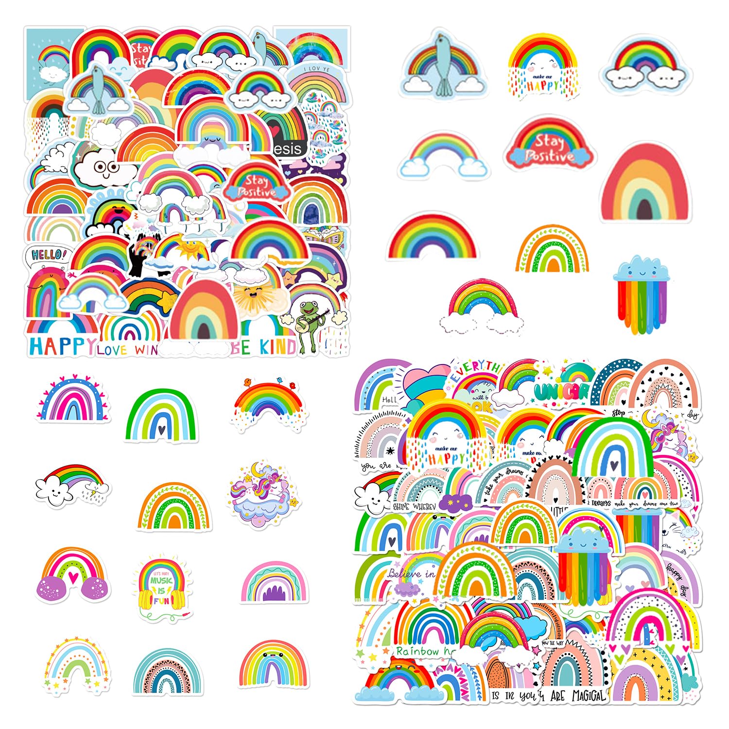 Tvsvkwe Color 100 Rainbow Stickers, Waterproof Stickers, Cartoon Graffiti Stickers, Which Can Decorate Water Cups, Mobile Phone Cases, And Notebooks.
