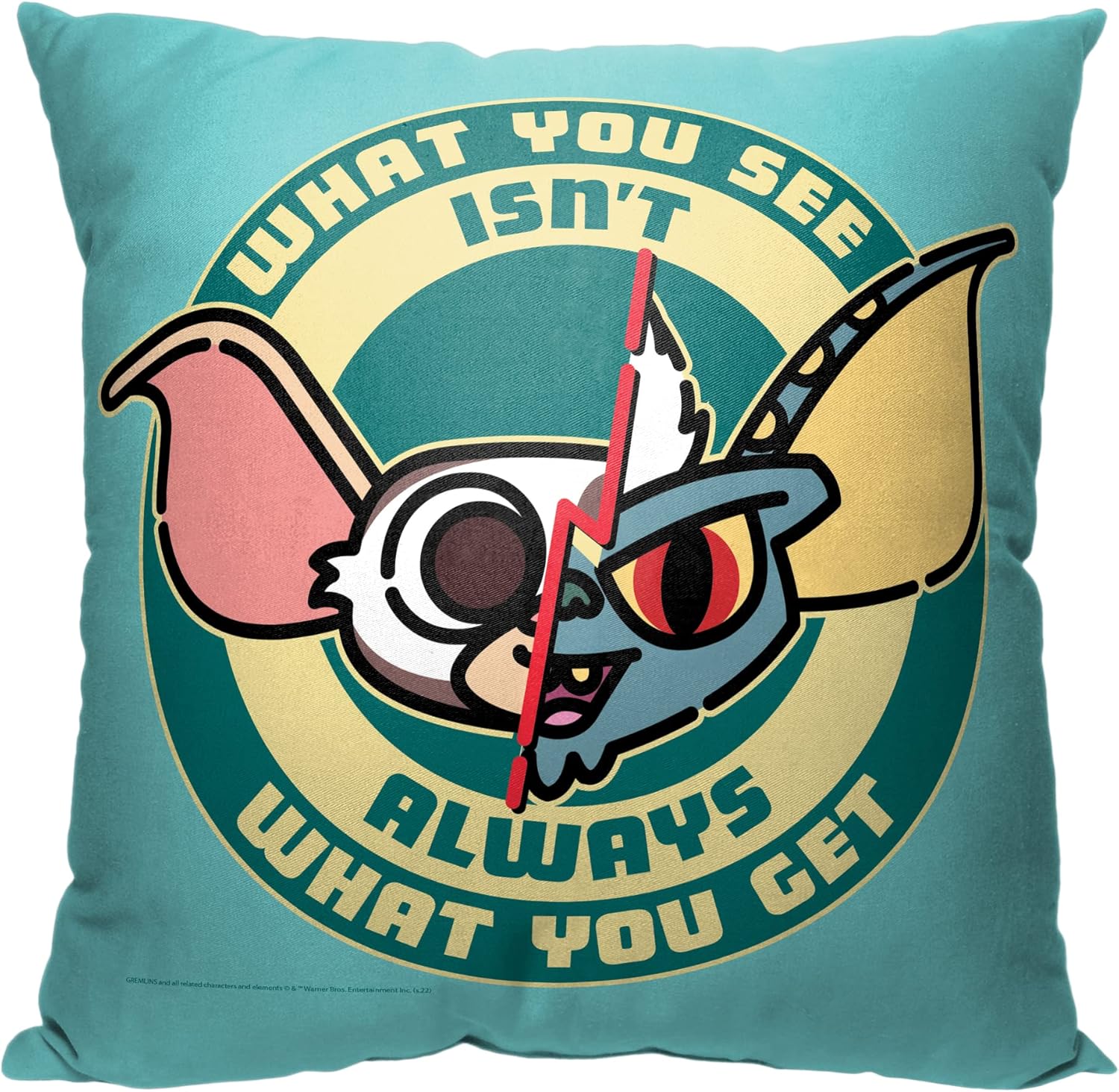 Northwest Gremlins Pillow, 18" x 18", Mischievious Grin