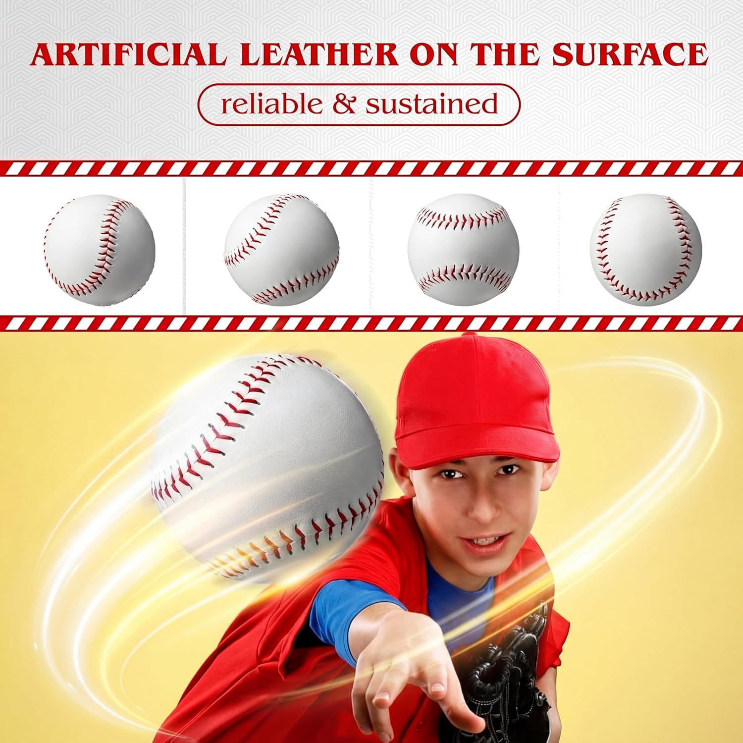 Lewtemi 24 Packs Baseball Balls Bulk with 5-Gallon Ball Bucket Official Size Baseballs Leather Cover for Youth Adult Game Practice Training School League Play