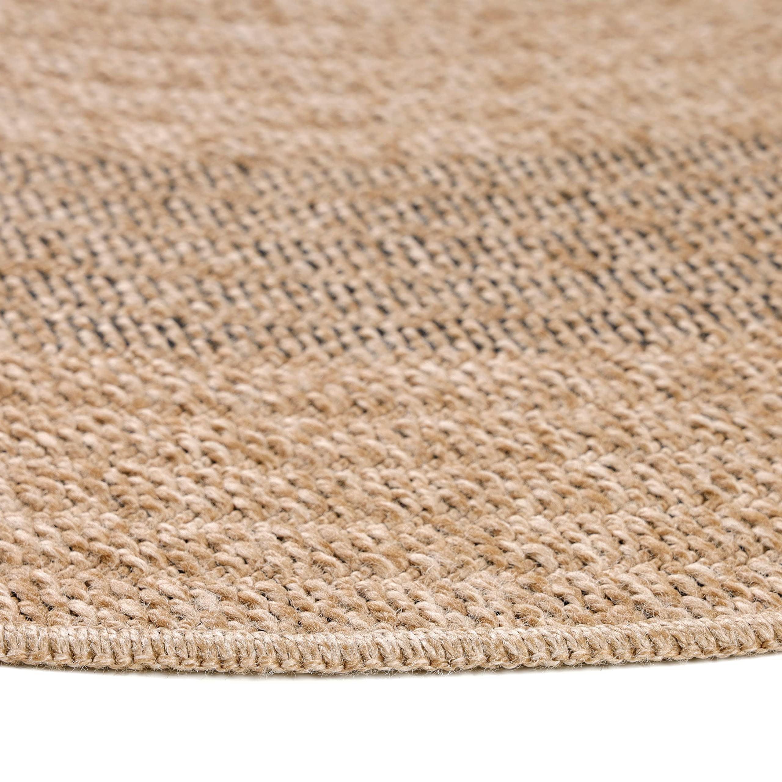 Teppium Outdoor Teppich Wetterfest 200 cm Rund Natur Sisal und Jute Optik - Küchenteppich Waschbar rutschfest, Wasserfest, Bordüre Design, Pflegeleicht - Ideal für Balkon, Terassen, Garten, Camping