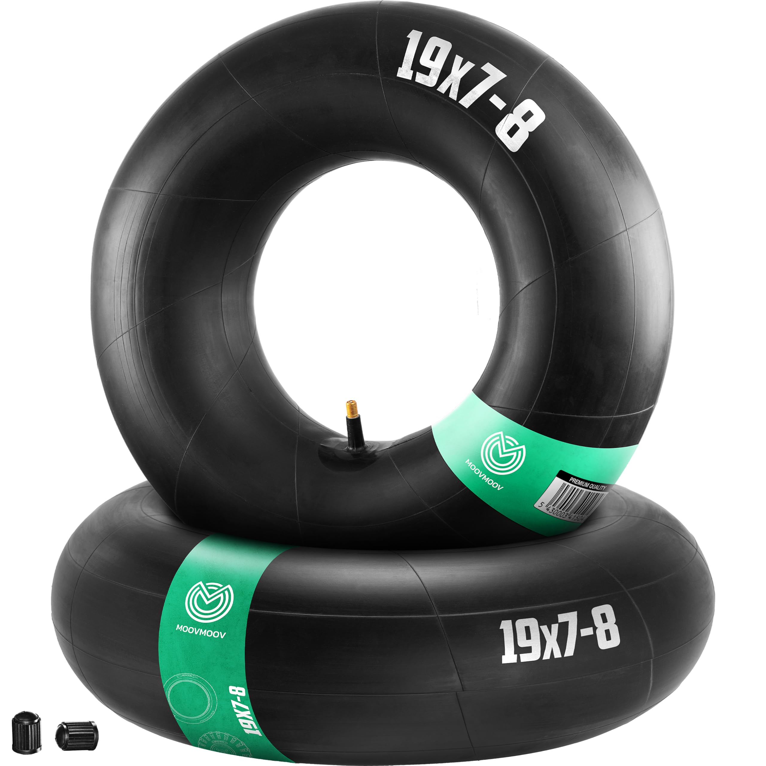MOOVMOOV 2 Cámaras de aire 19x7-8 | Compatibles con Neumáticos de 18x6.50 a 19x7-8 pulgadas - Tamaño universal Válvula Recta TR13 - Para Cortadoras de Césped, Tractores, Carritos de Golf y Otros - 1