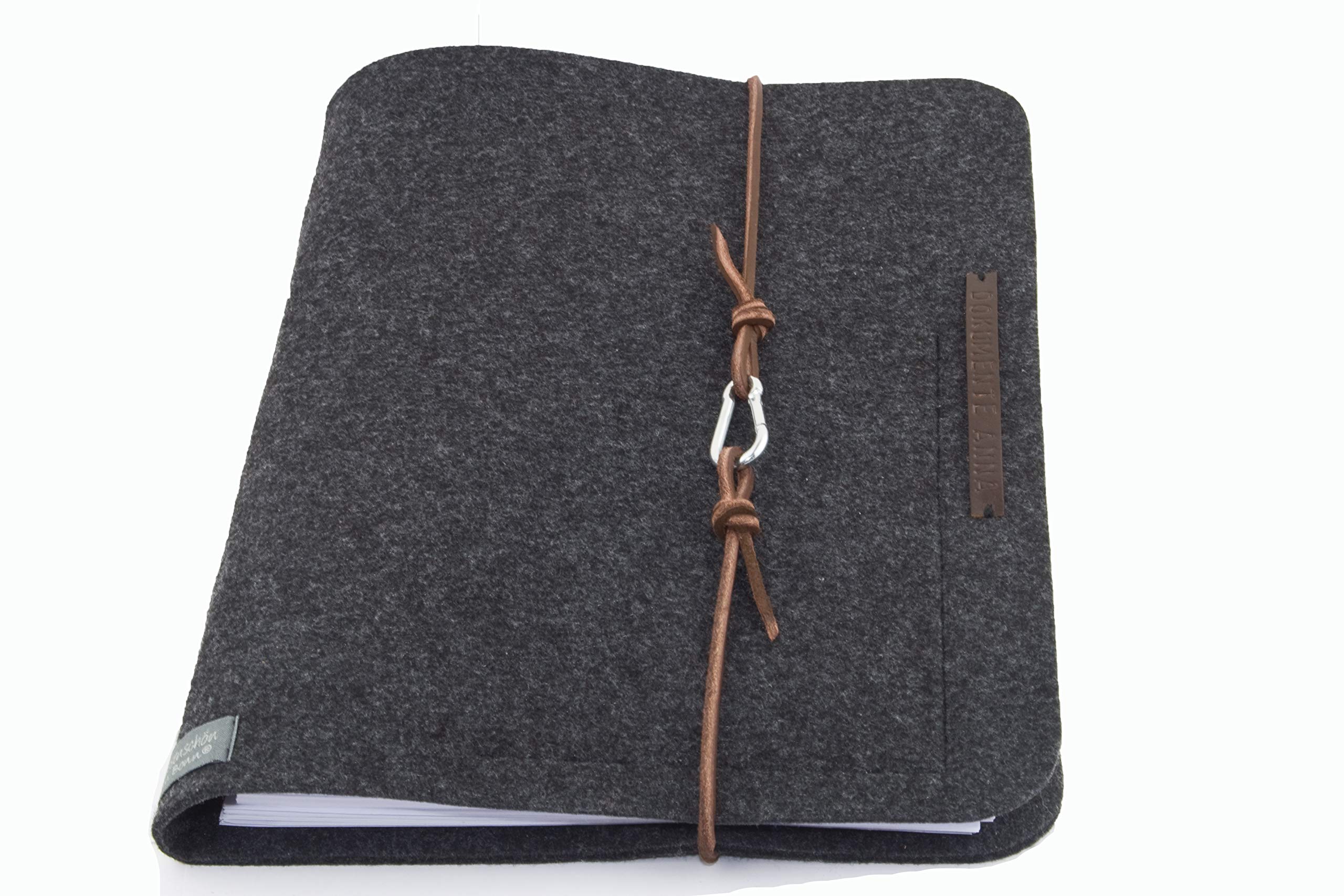 Ringbuch A4 Filz Dunkelgrau Ringordner PERSONALISIERT Name Kalender Leder Geschenk