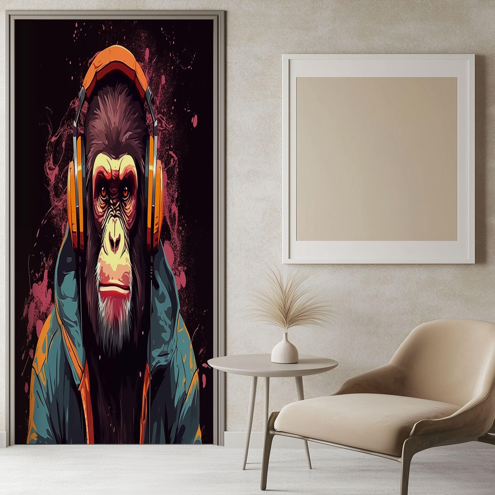 Tapeta na drzwi 3D, samoprzylepna, brudne słuchawki, plakat na drzwi, naklejka na drzwi, street art, wodoszczelna, zdejmowana folia na drzwi, fototapeta, salon, sypialnia, łazienka, 95 x 200 cm