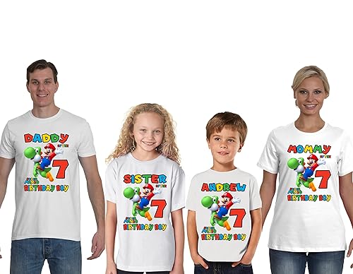 Miniatura 2 de Personalized Mario Birthday Shirt, Add Any Name and Age, Custom Shirts for a Mario Birthday Party, Family Matching Shirts.