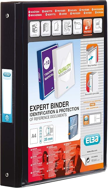 Elba Vision A4+ 25mm 4-Ring Binder - Black