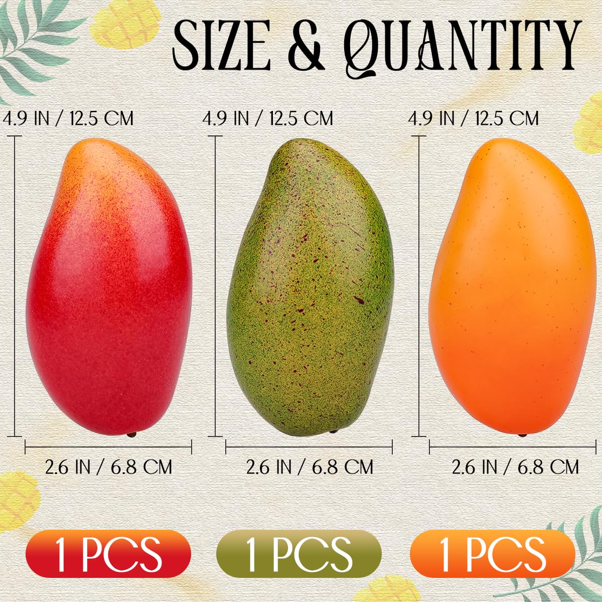Amazon.co.jp: Gresorth 3個入り 人工マンゴー 食品サンプル 偽の果物