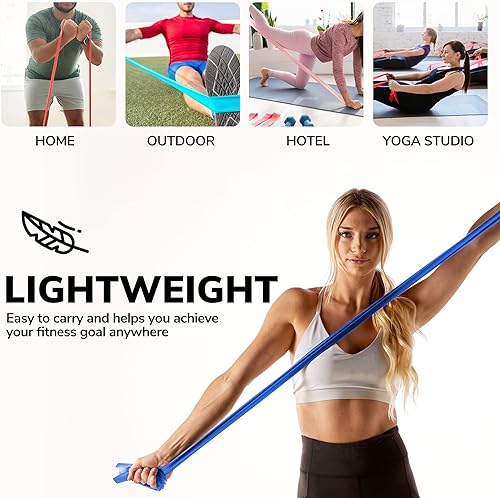 Miniatura 5 de Resistance Bands for Working Out  7Ft Long Resistance Bands Super Exercise Bands with Carry Pouch and Door Anchor I Latex Free Workout Bands