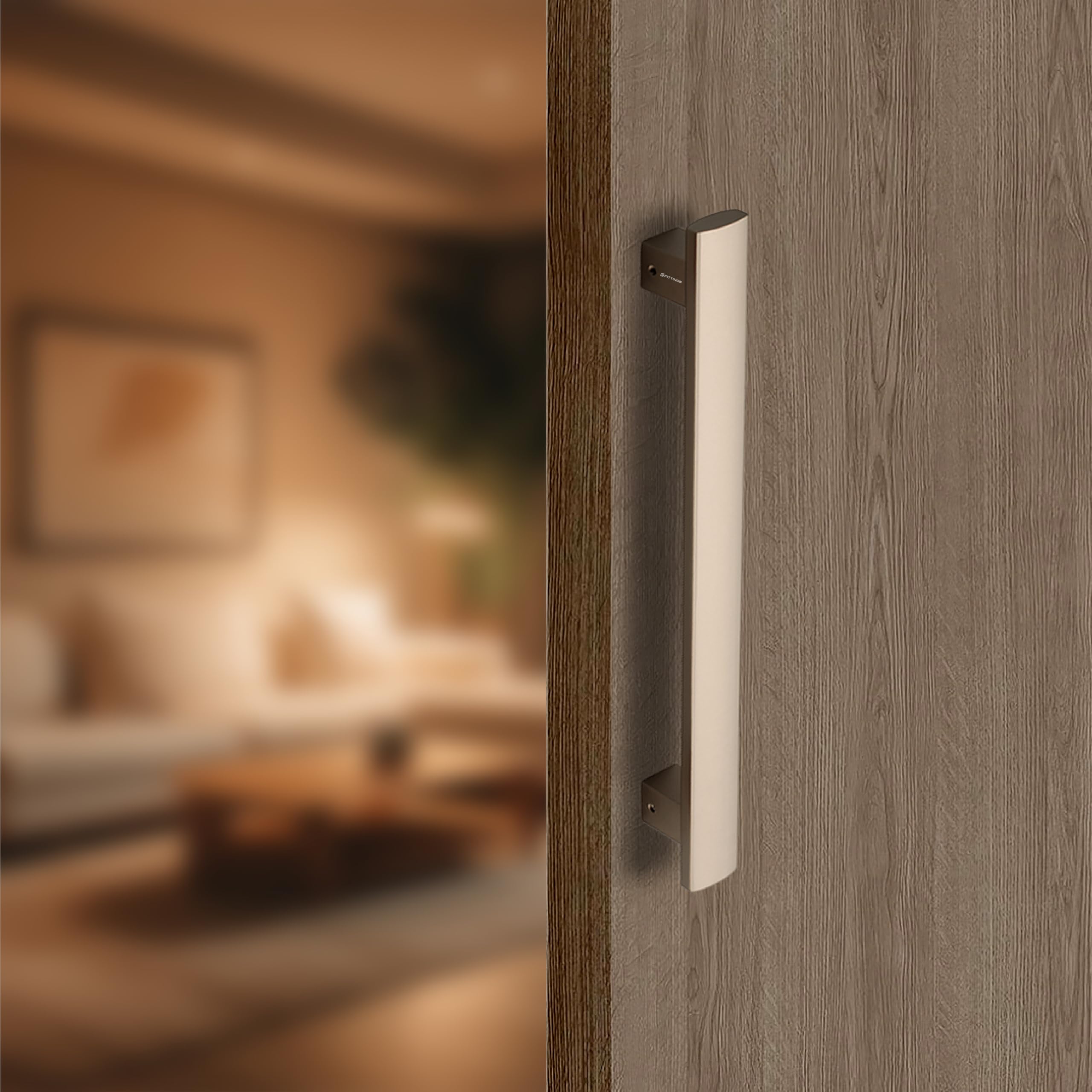 Premium Main Door Handle/14 Inch Square Shape Handle/Door Handle for Home/Office/Hotel/Pull Push Handle for Wooden/Glass/Metal Doors-(Pack of 1)-Aluminium - Silk SS Satin - 3 Years Warranty