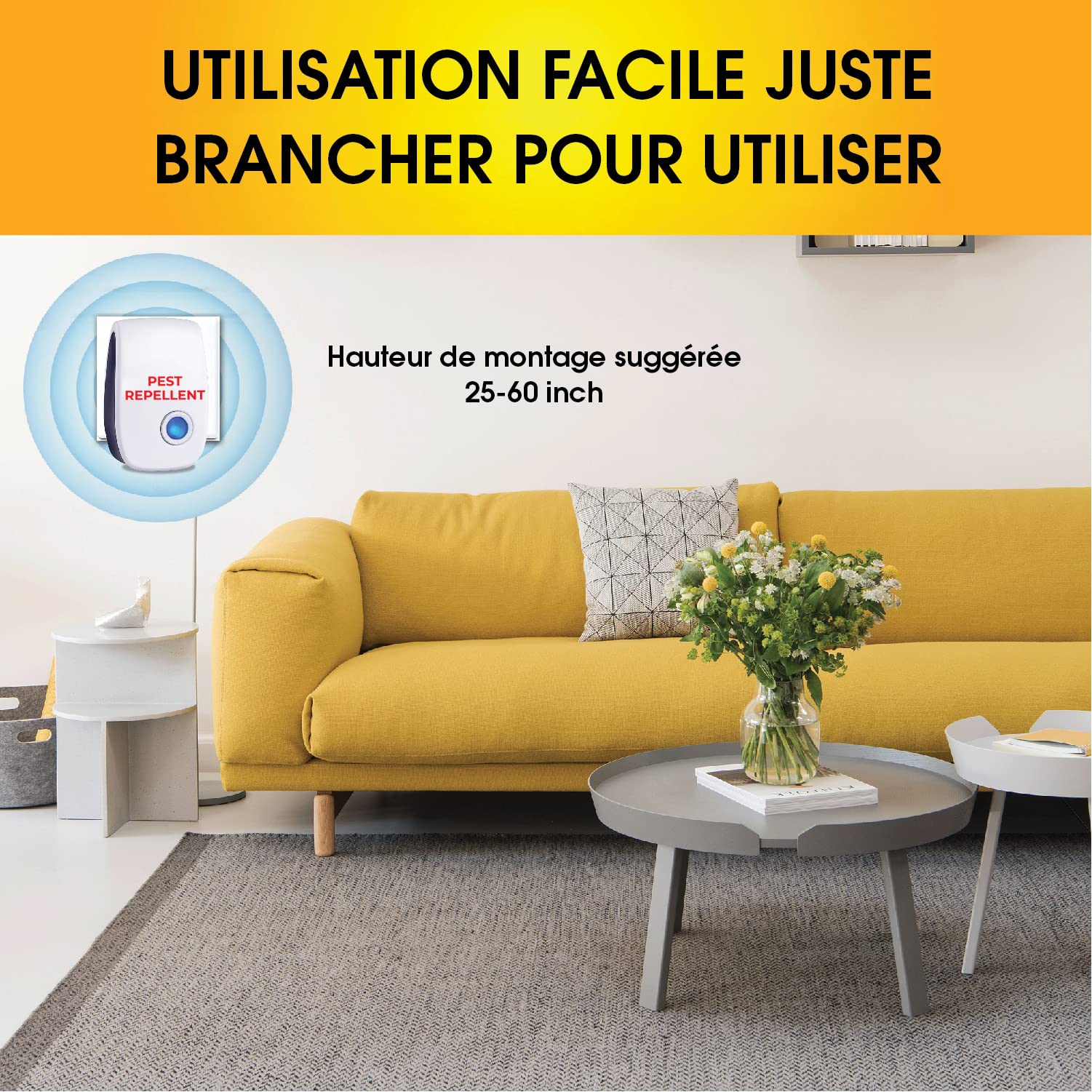Lot de 6 Antiparasitaires Intérieur - Répulsif Ultrason - Répulsif à ultrasons pour Souris - Lutte antiparasitaire Efficace pour Les rongeurs, Les Souris, Les moustiques, Les Rats, Les araignées et