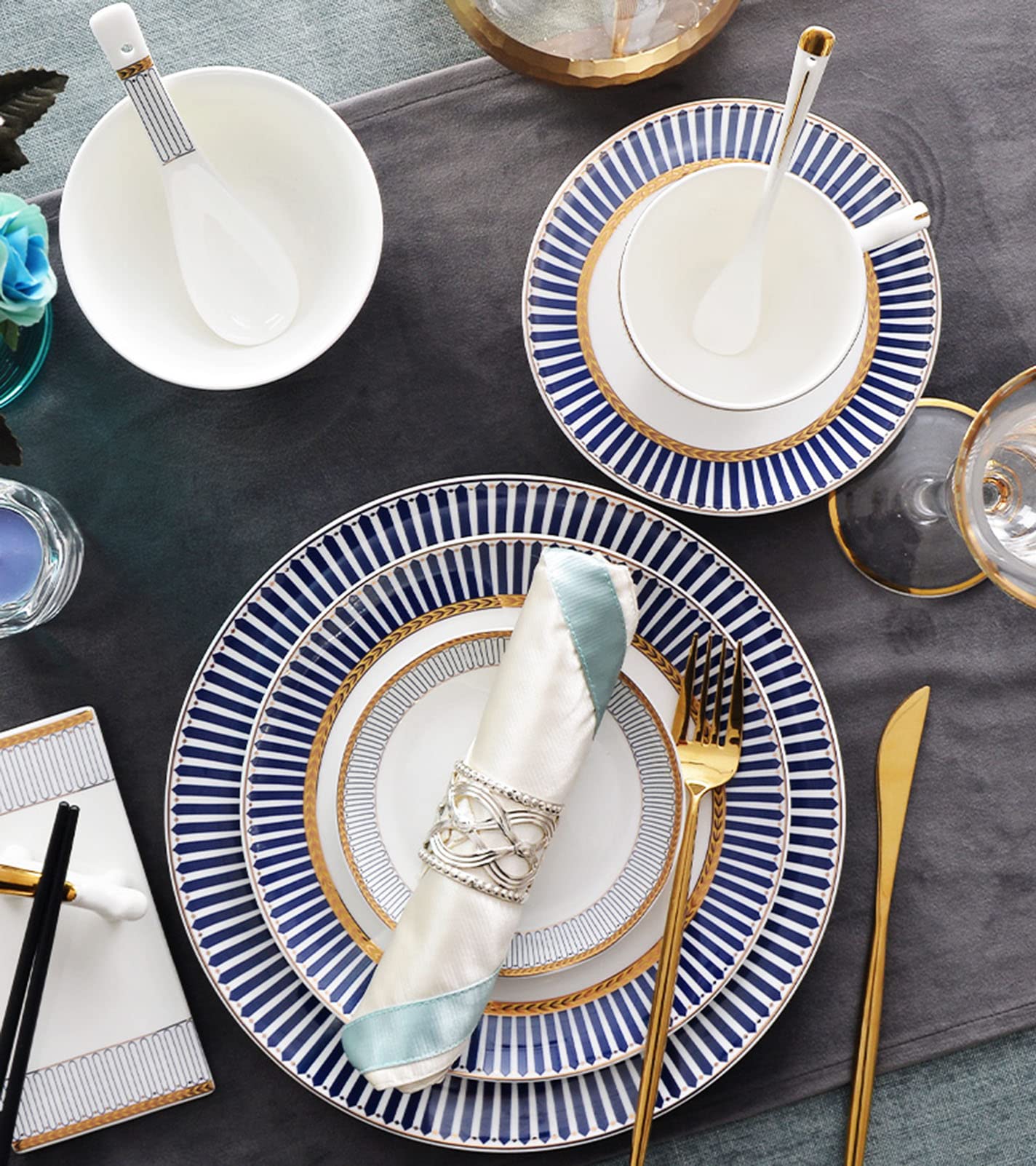 Vaisselle en porcelaine tendre 20 pièces, service de table en porcelaine, assiettes et bols légers pour 2 personnes, service de table idéal pour la cuisine, l'intérieur et l'extérieur, passe