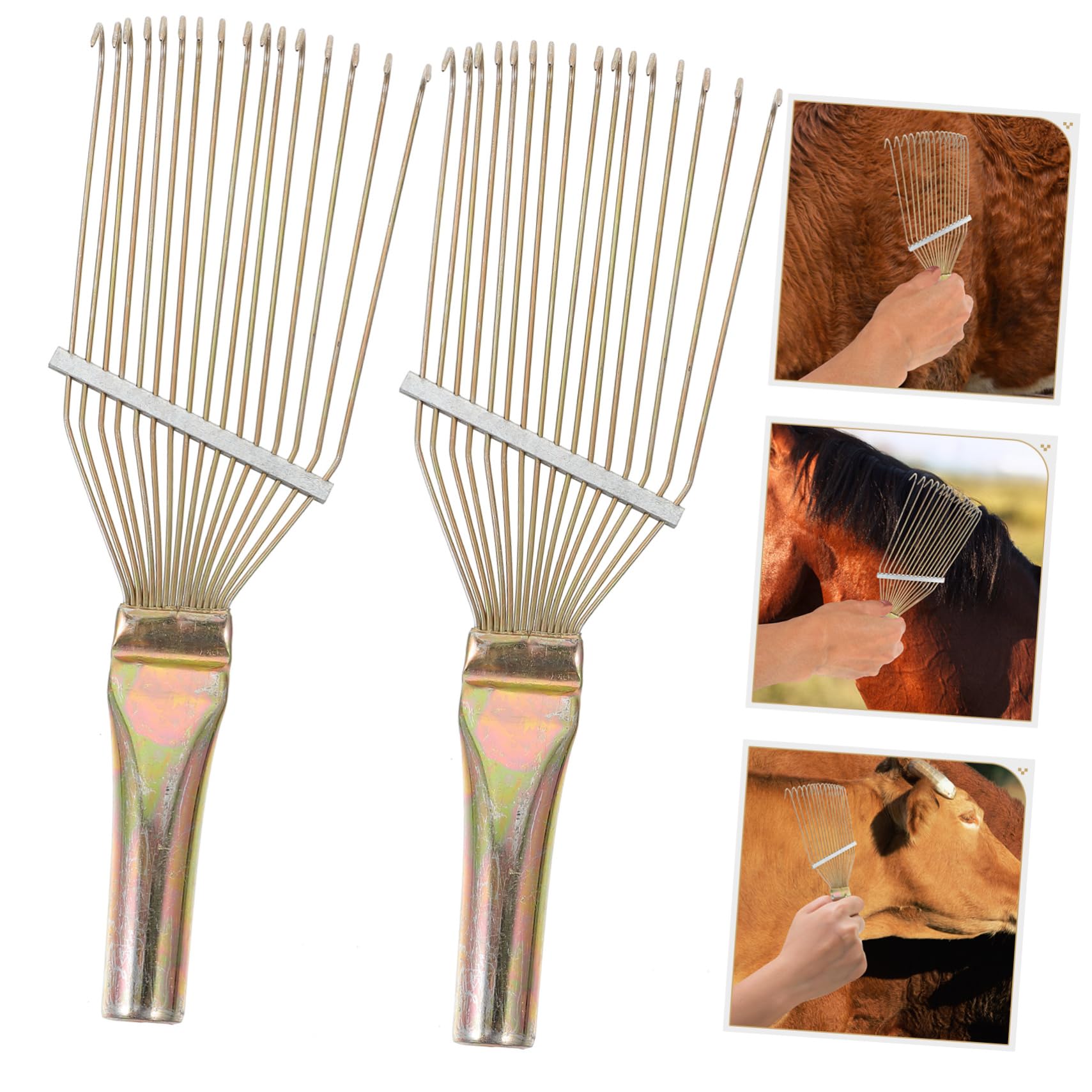 Ipetboom 2sets Dog Brush for Shedding Pet Comb Bristle Brush Steel Combs Sheep Wool Farm Supplies 2pcs*2