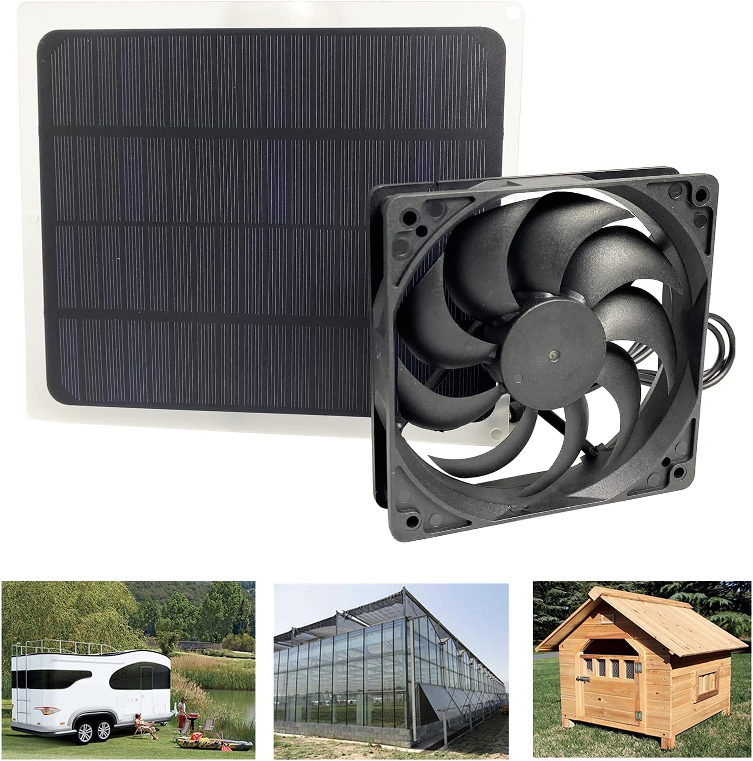 S-SNAIL-OO Solar Panel Powered Fan Mini Ventilator 10w, Greenhouse Ventilation Equipment for Dog Chicken House Greenhouse RV Roof