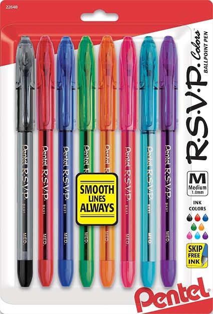 Pentel Ballpoint — pack de 8, punta de acero y plástico reciclado