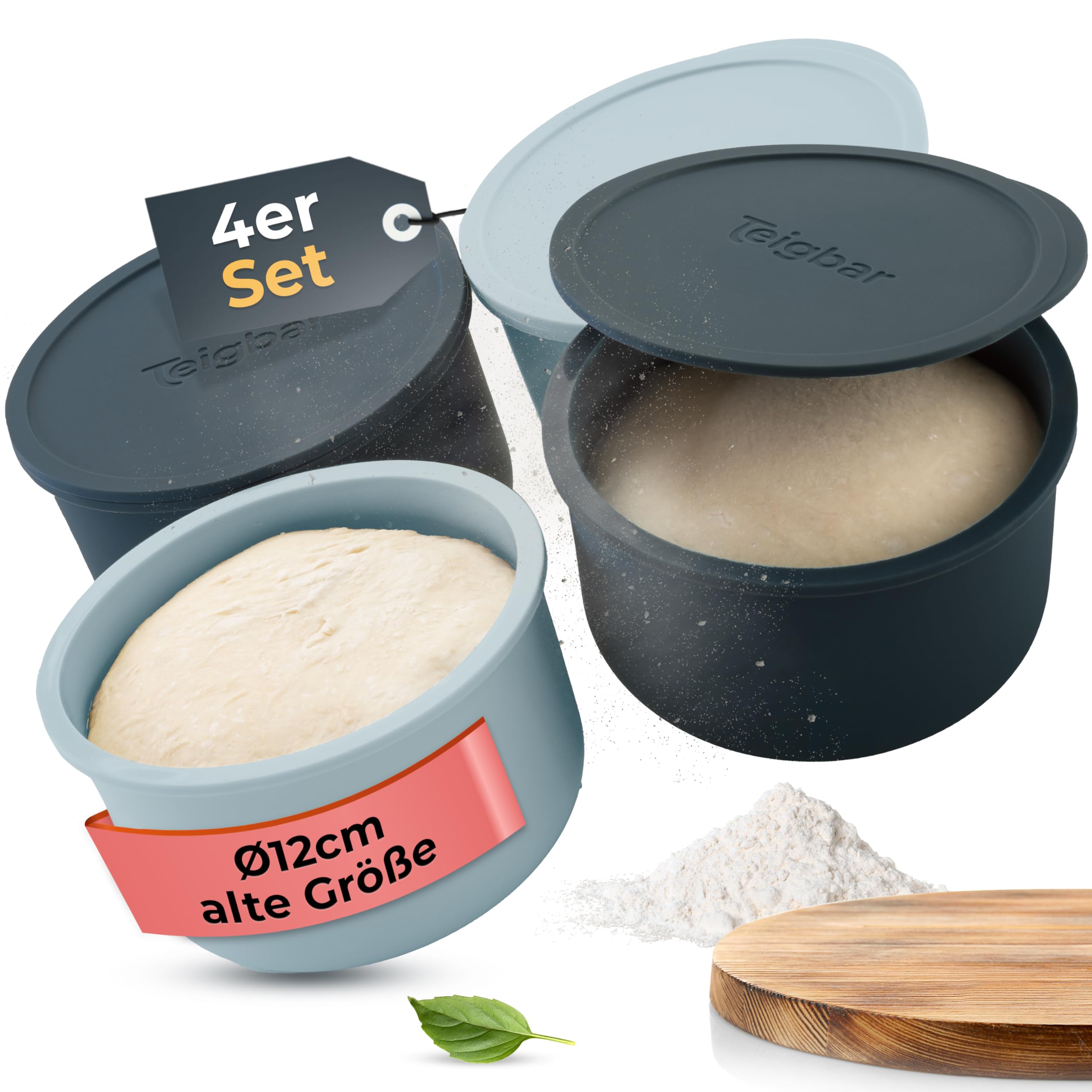 Silikon-Pizzaballenbox, 4er-Set – Faltbar, Mikrowellengeeignet, Für Teiggärung
