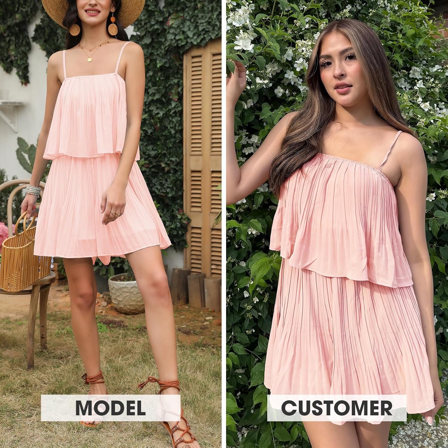 EXLURA Womens 2026 Summer Romper Dress Spaghetti Strap Pleated Beach Vacation Outfit Fashion Cruise Short Jumpsuit Outfits - Image 6