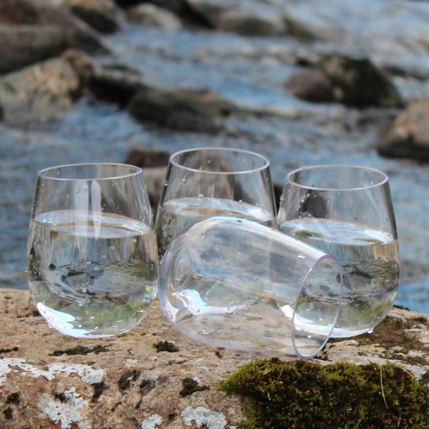 Verres à Vin En Plastique Transparent Côtelé - Lot De 4, 380 Ml - Incassables, Sans BPA - Pour Fêtes, Pique-niques