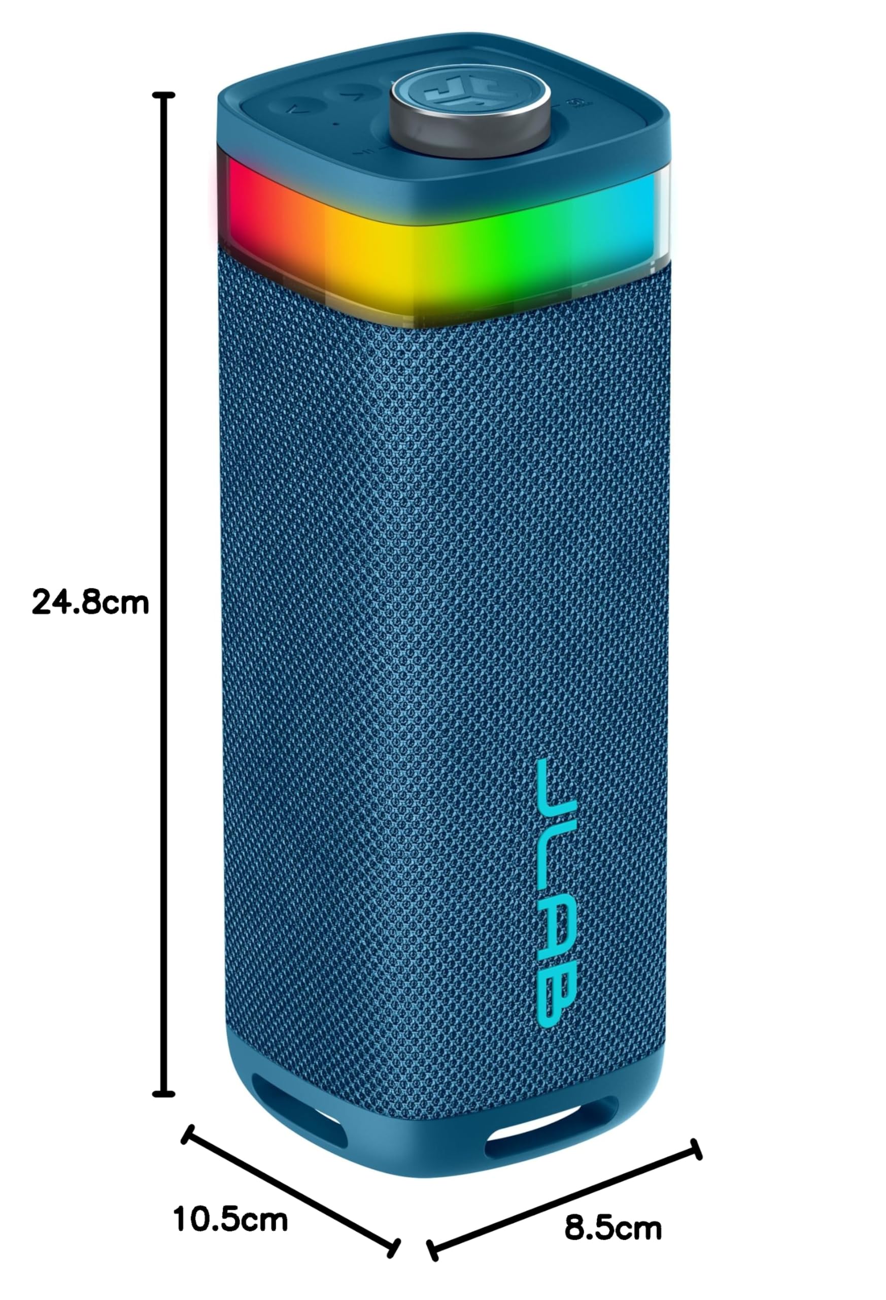 JLab JBuds Party Altavoz Bluetooth Portátil - 12H+, Azul Marino | Altavoz Inalámbrico 30W para Exteriores y Viajes con Luces RGB y Audio Potente, Resistente al Agua IP56
