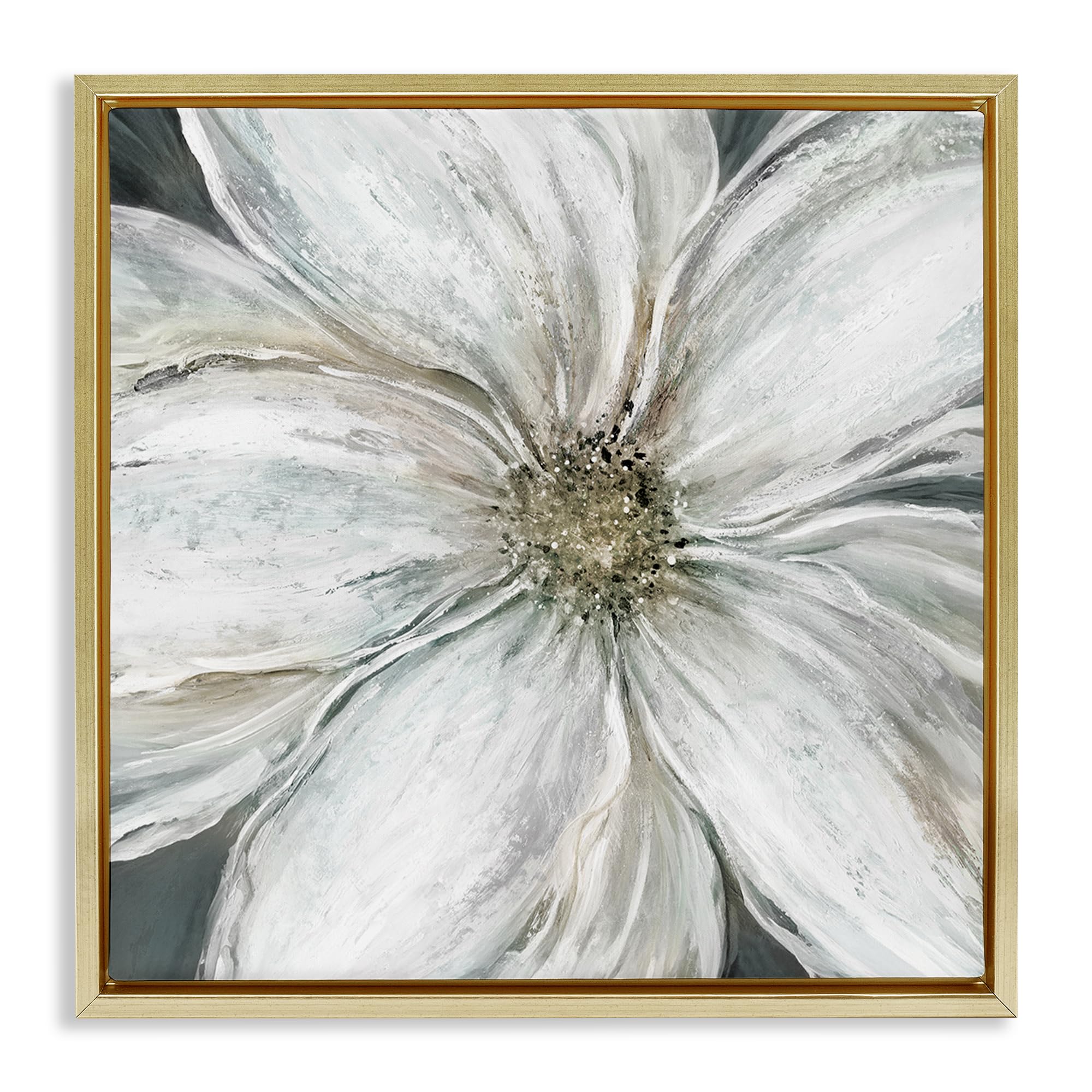 Stupell Industries 'Closeup Serene White Blossom', Floating Frame Canvas Art, Gold, 18 x 18 Inches, Easy to Hang and Sturdy, Made in USA, by Carol Robinson