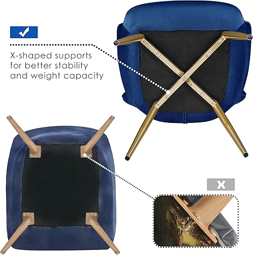 Miniatura 7 de Topeakmart Silla decorativa de terciopelo, silla de barril moderna y de mediados de siglo, silla de maquillaje con acolchado suave y respaldo alto