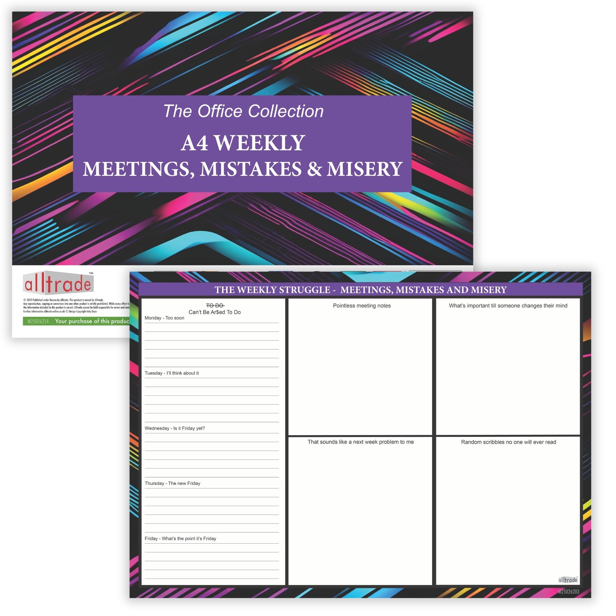 ALLTRADE A4 Weekly Planner Desk Pad Tear-Off with To Do List for Home Office Study Planner Daily Organiser for Desk Work Schedule Deskpad PlanningMADE IN BRITAIN® on FSC® paper (N) (Neon A4)