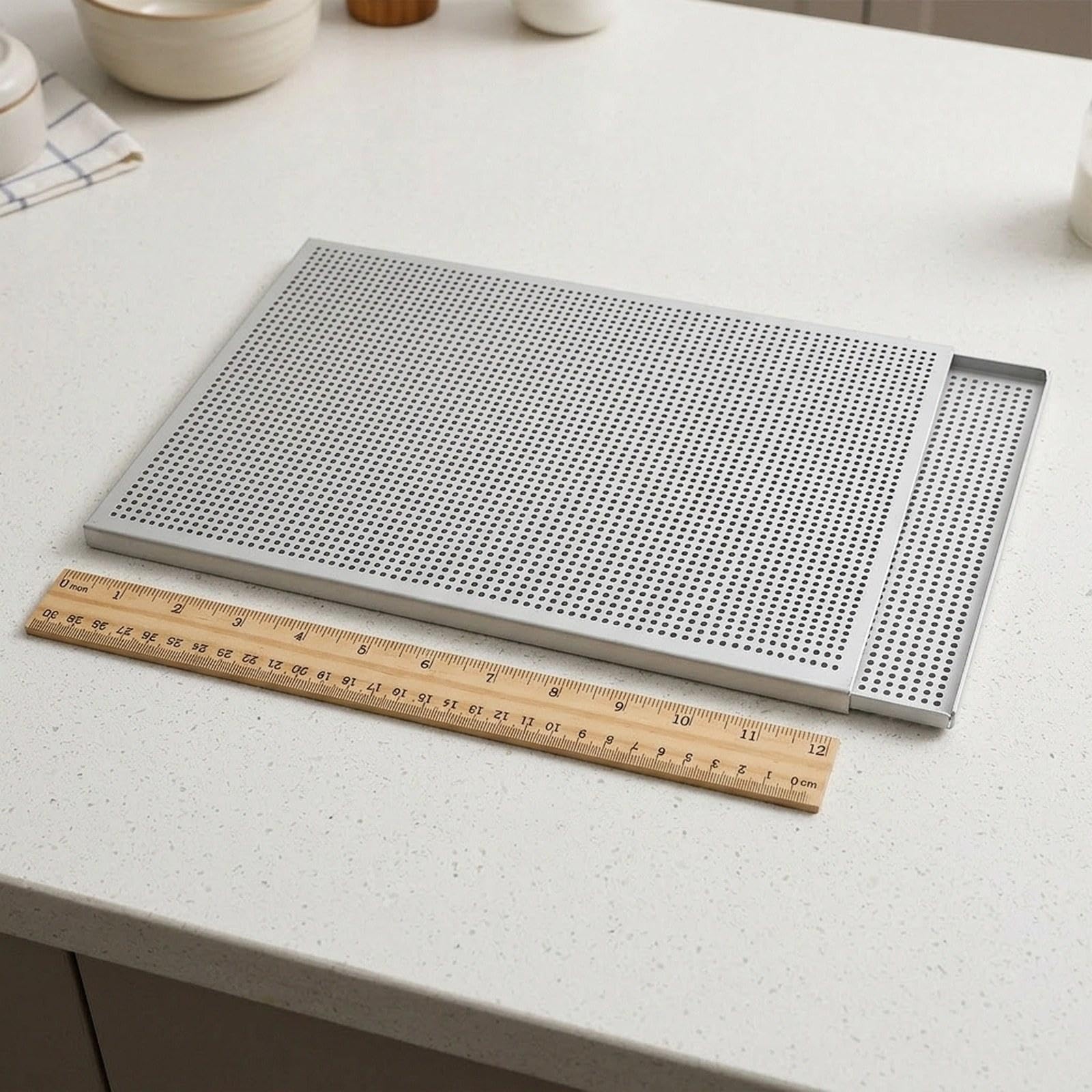 Bandeja para Hojaldre de Aleación de Aluminio Perforada, Gruesa, Resistente, Multiusos, para Postres, Estilo Francés.