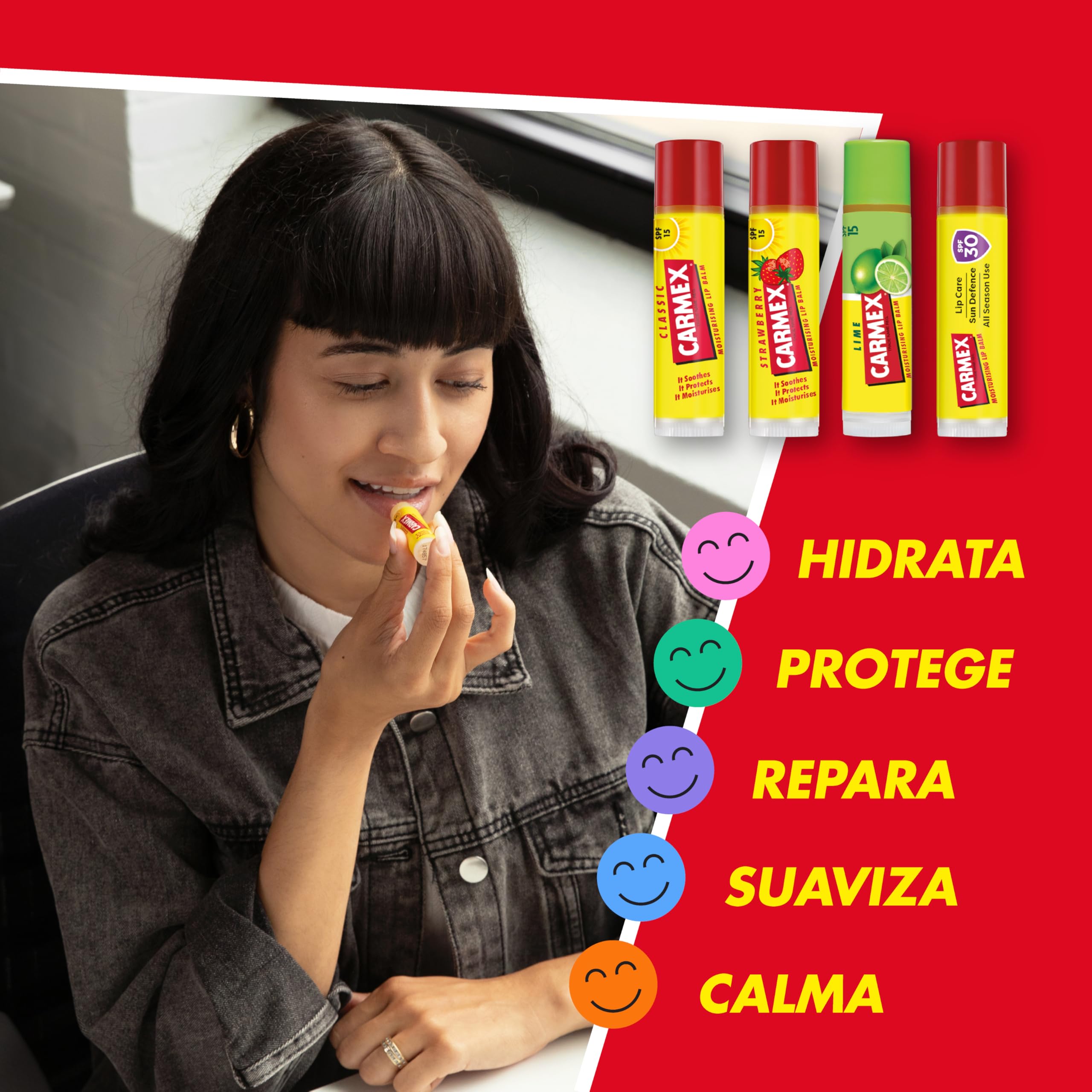 Carmex Bálsamo Labial SPF 15, Click Stick Fresa, 4.25g