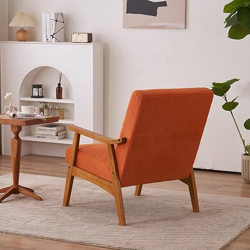 Miniatura 8 de Sillón moderno de mediados de siglo sillón de interior con respaldo y cojín de asiento silla decorativa de lectura de vellón de peluche con