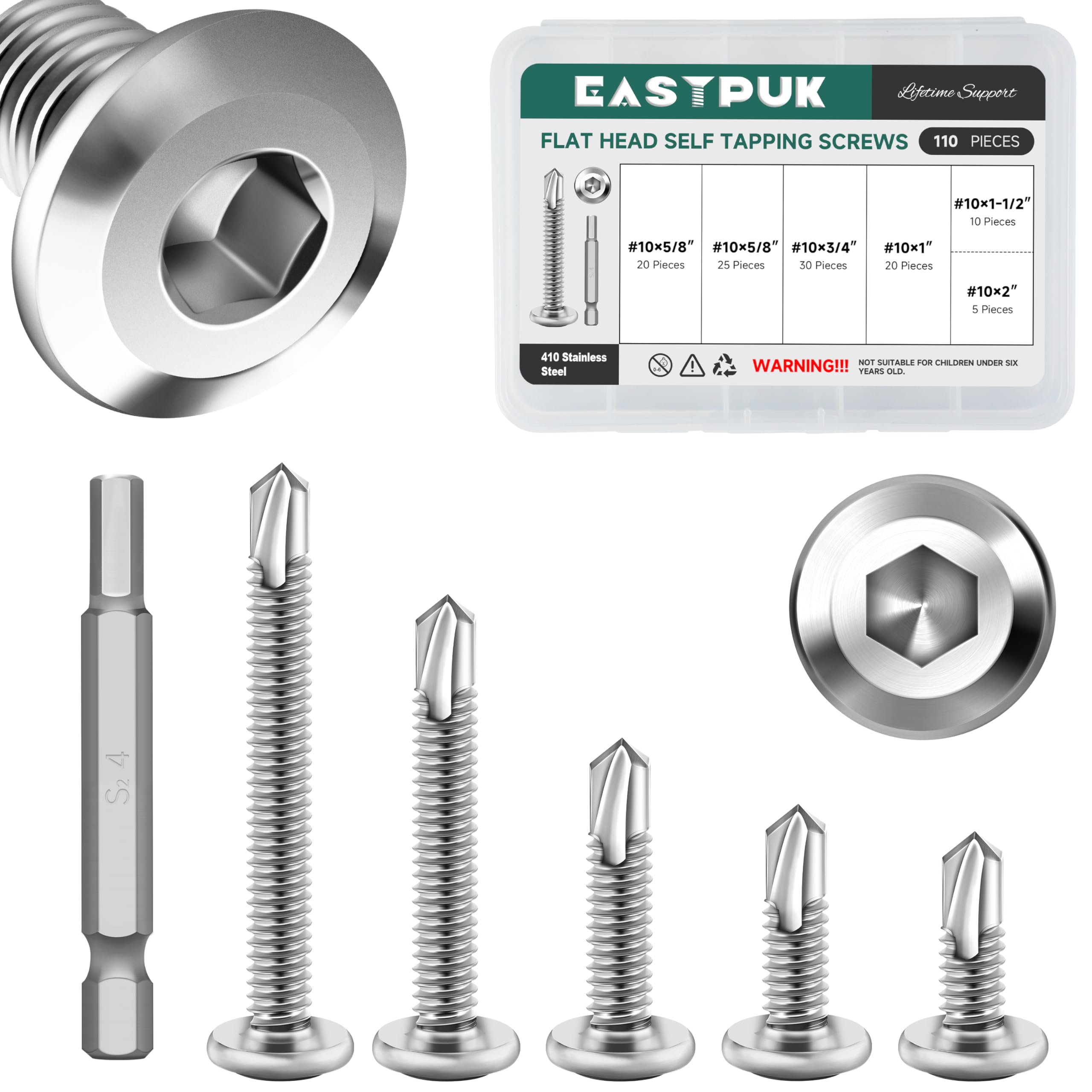 Sheet Metal Screws - 110 Pcs Stainless Steel Kit -1 Sheet Metal Screws - 110 Pcs Stainless Steel Kit -1