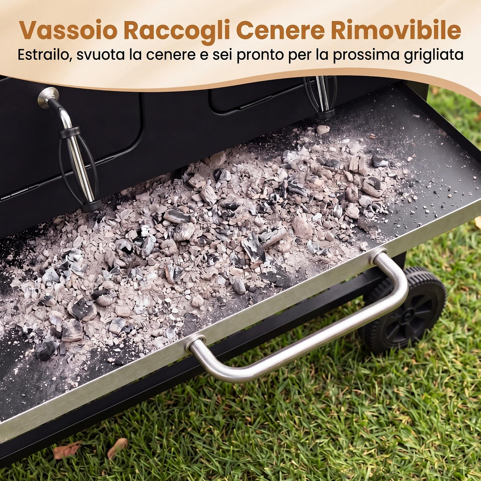 COSTWAY Barbecue a Carbone, Barbecue Portatile Affumicatore con Ruote | Griglia Regolabile in Altezza e Tavolini Laterali,Carrello BBQ da Esterno con Copertura e Termometro per Giardino e Campeggio