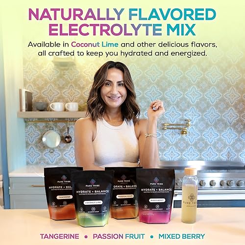 Miniatura 7 de Hydrate + Balance - Paquetes de electrolitos en polvo  Paquetes de hidratación veganos y sin azúcar con 6 vitaminas B y adaptógenos  Bebida de coco