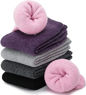 5 Pares Calcetines Termicos Mujer de Lana Merino, Calcetines Invierno Gruesos y Cálidos Trabajo para Mujer