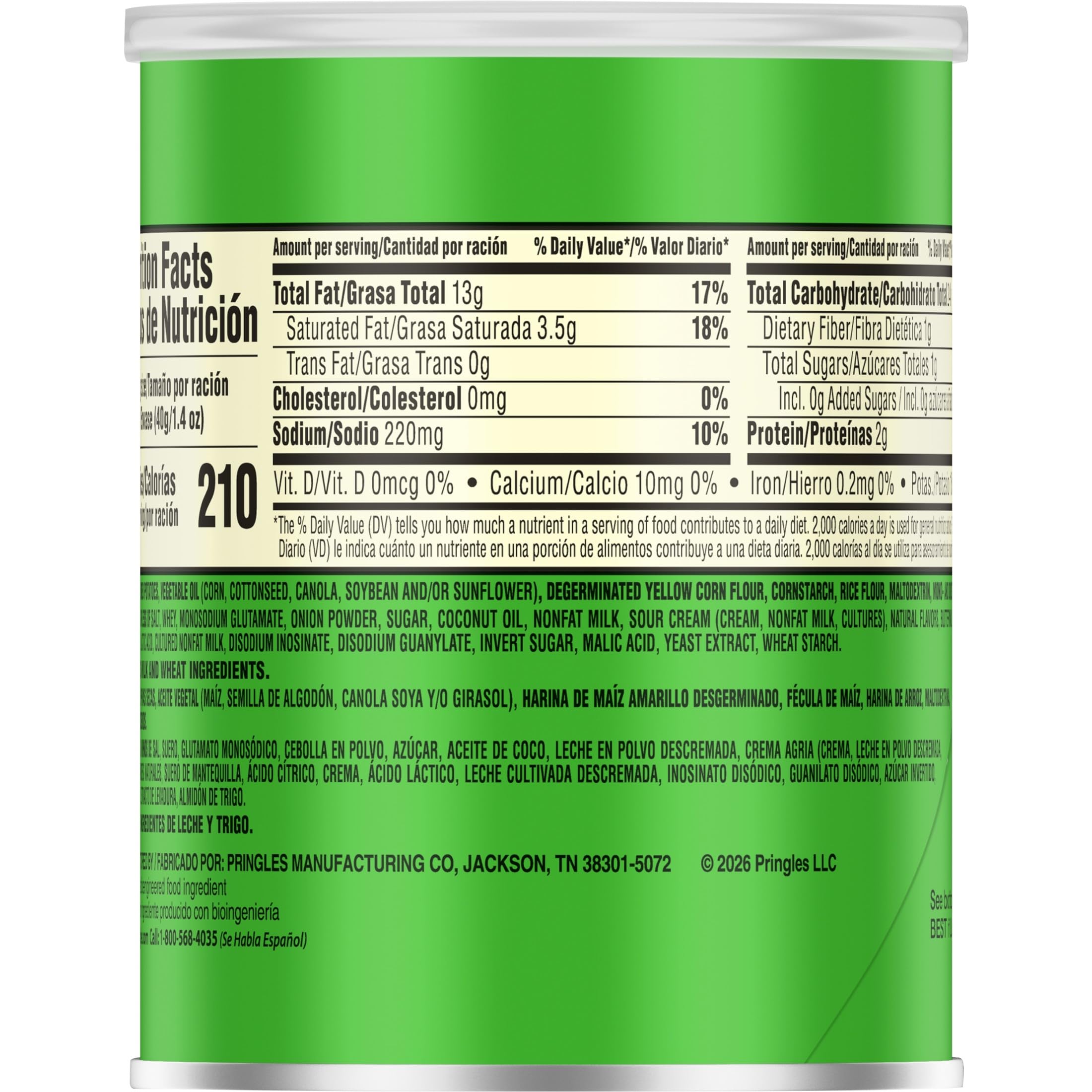 Pringles Sour Cream and Onion Small Stacks 1.41 oz Pack of 12