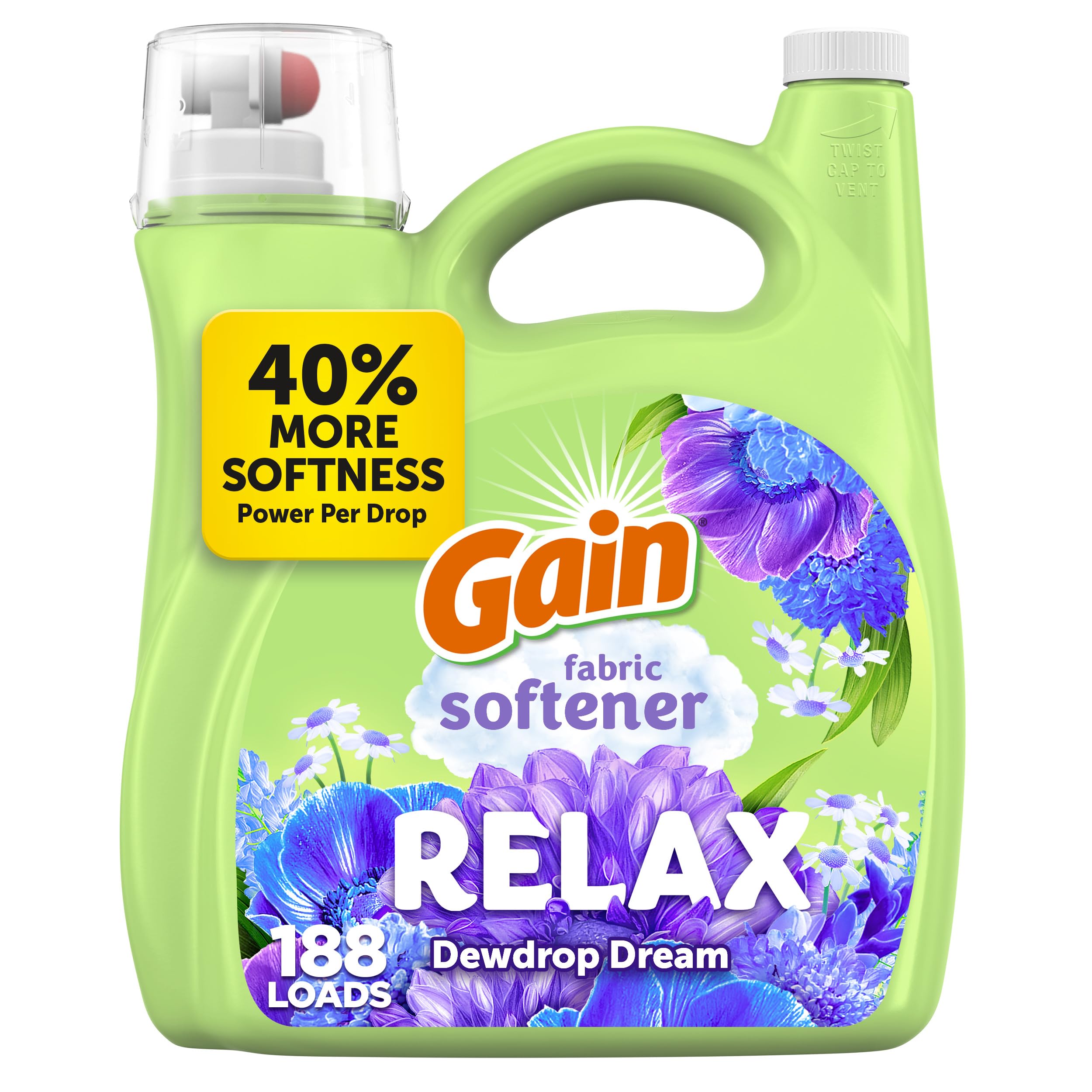 Gain Liquid Fabric Softener (Fabric Conditioner), Relax, 127 fl oz, 188 Loads