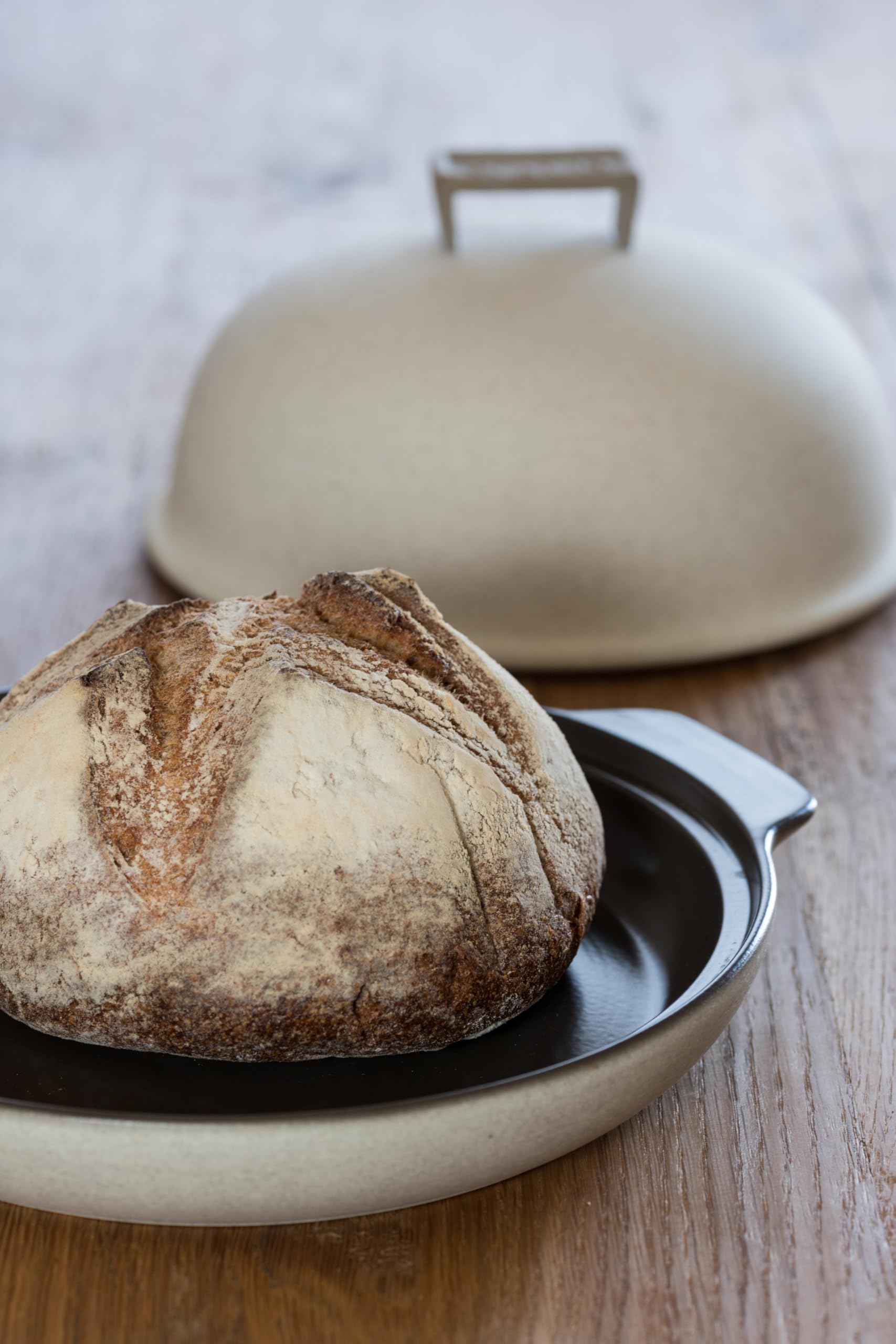 Wald Cuocipane in ceramica Kergrès - Da Forno per pane fatto in casa – Ø 28,5 cm con coperchio – Ricettario incluso – Made in Italy