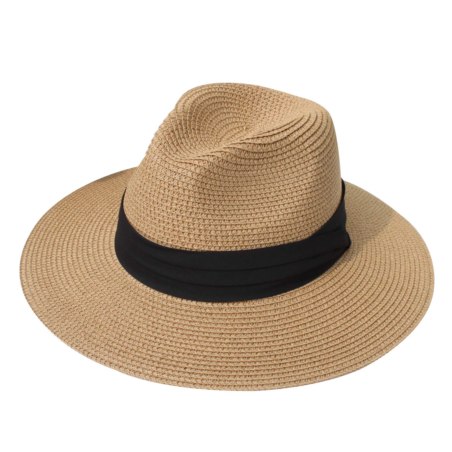 DRESHOW Mujeres Sombrero de Panamá Sombreros de Paja Sombrero de Verano Sombrero de Playa Fedora Sombrero