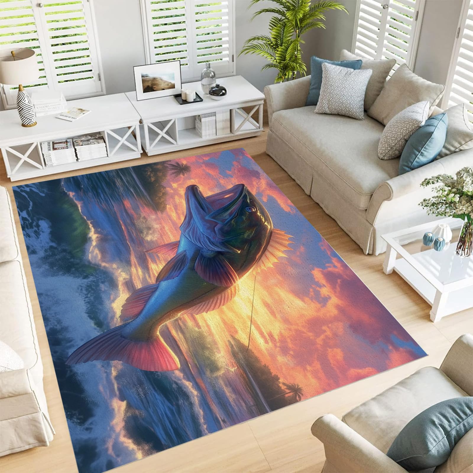 Tapis salon grand 240x300 cm lavable vintage et tapis chambre doux antidérapant