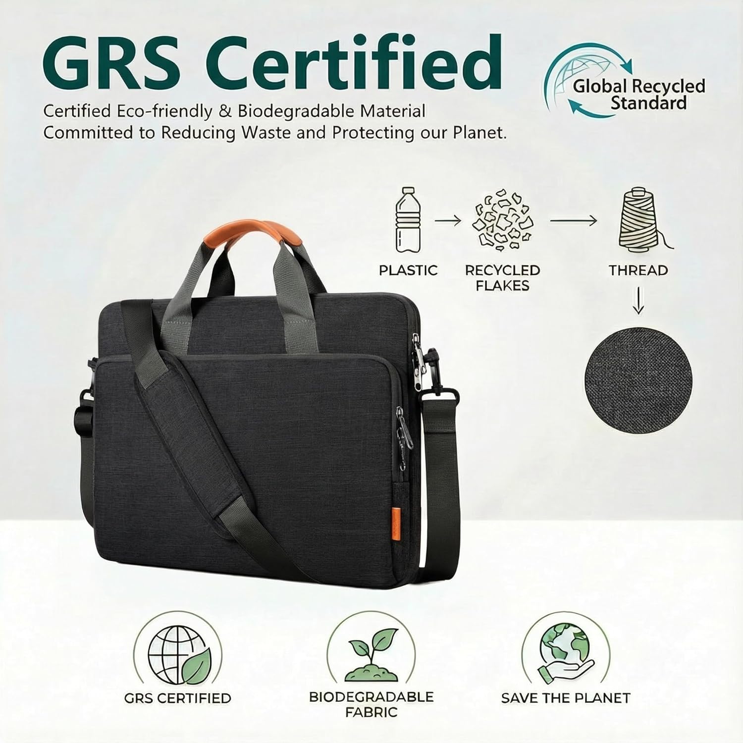 bagasin 15 15.6 16 inch Laptop Computer PC Shoulder Bag Carrying Case, Water-Repellent Fabric Briefcase, Lightweight Toploader, Business Casual or School