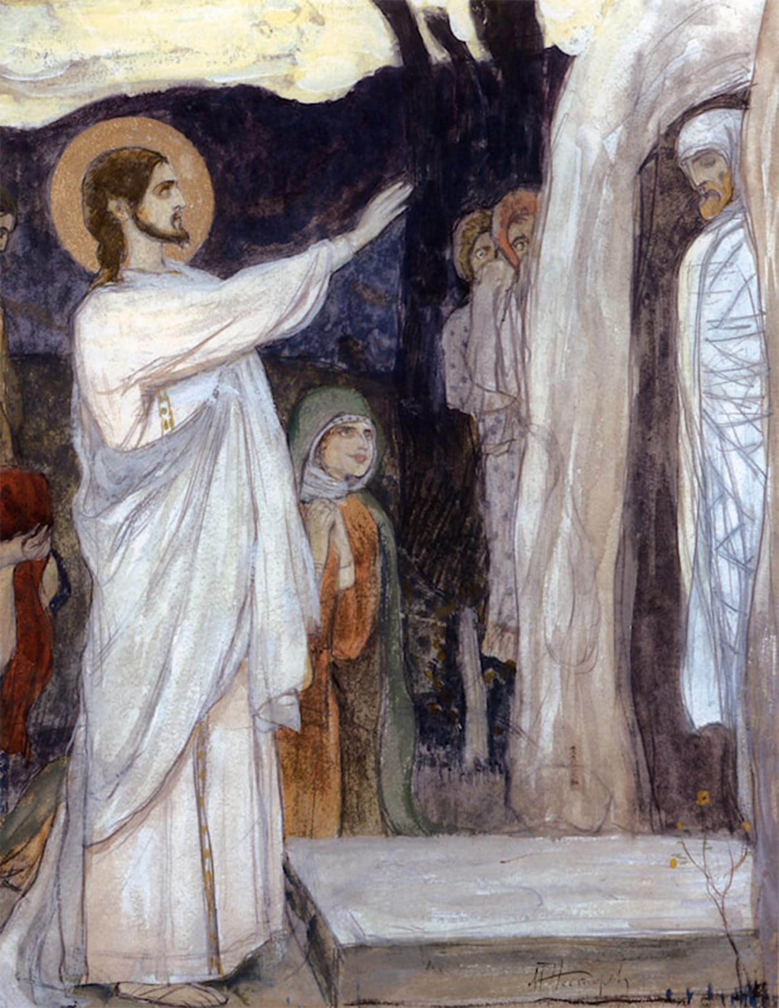 POSTERIIk Famous Modern Artwork Art Mural la Resurrezione di Lasarus Mikhail Nesterov Oil Paintings Pictures for Home Decor 60x90cm
