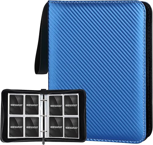 Carpeta de tarjetas de 4 bolsillos, carpeta de tarjetas coleccionables con cremallera premium, 400 bolsillos de doble cara, álbum de tarjetas de