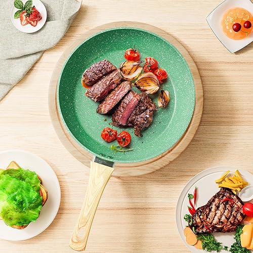 Miniatura 7 de Innerwell - Sartén antiadherente de 11 pulgadas, de aluminio, mango ergonómico, no tóxica, segura, saludable, fácil de limpiar, adecuada para todas