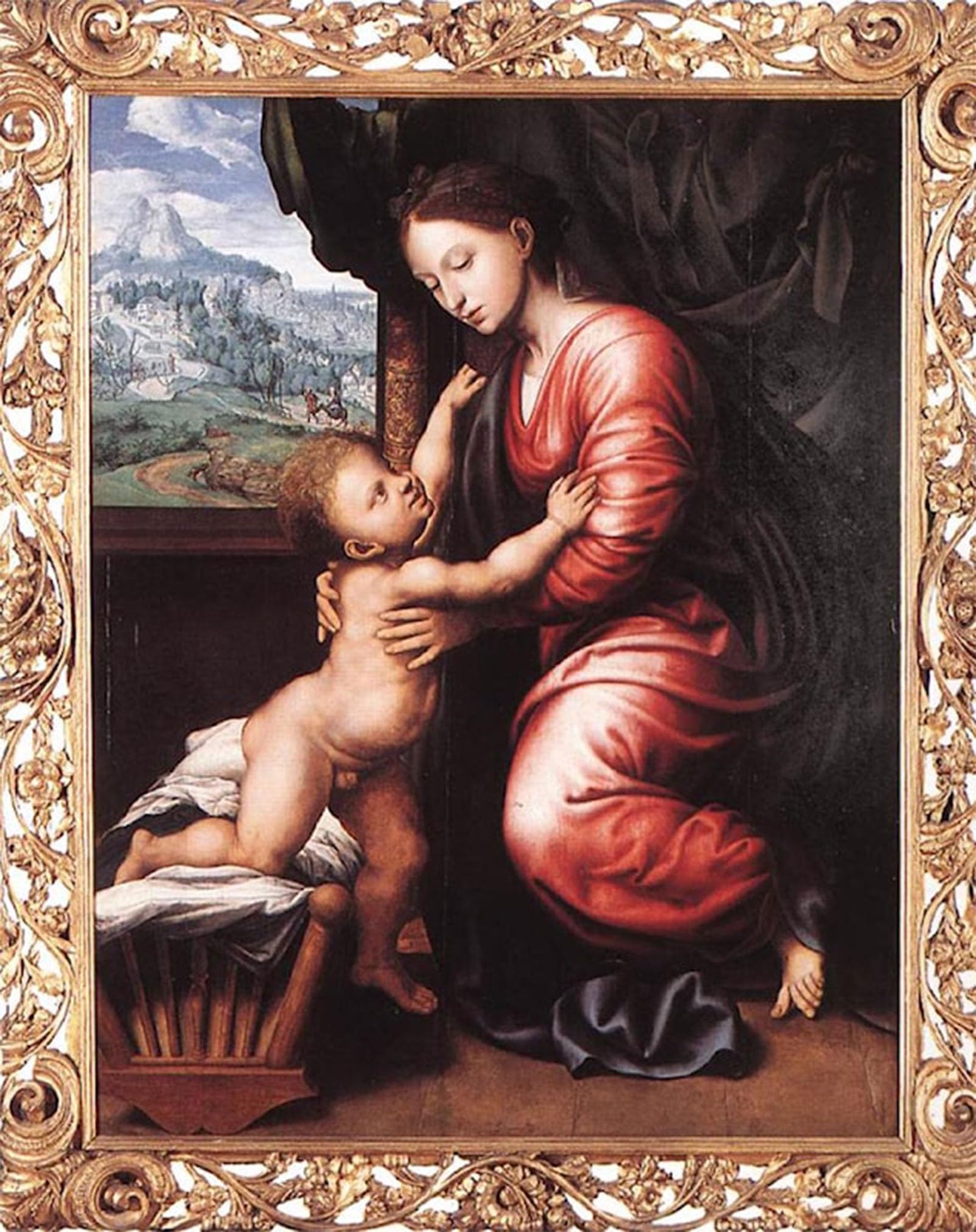 POSTERIIk Vintage Classic Picture Landscape Artwork Virgin and Child by Jan Sanders Van Hemessen Portrait Canvas Painting for Office Home Decor 60x90cm