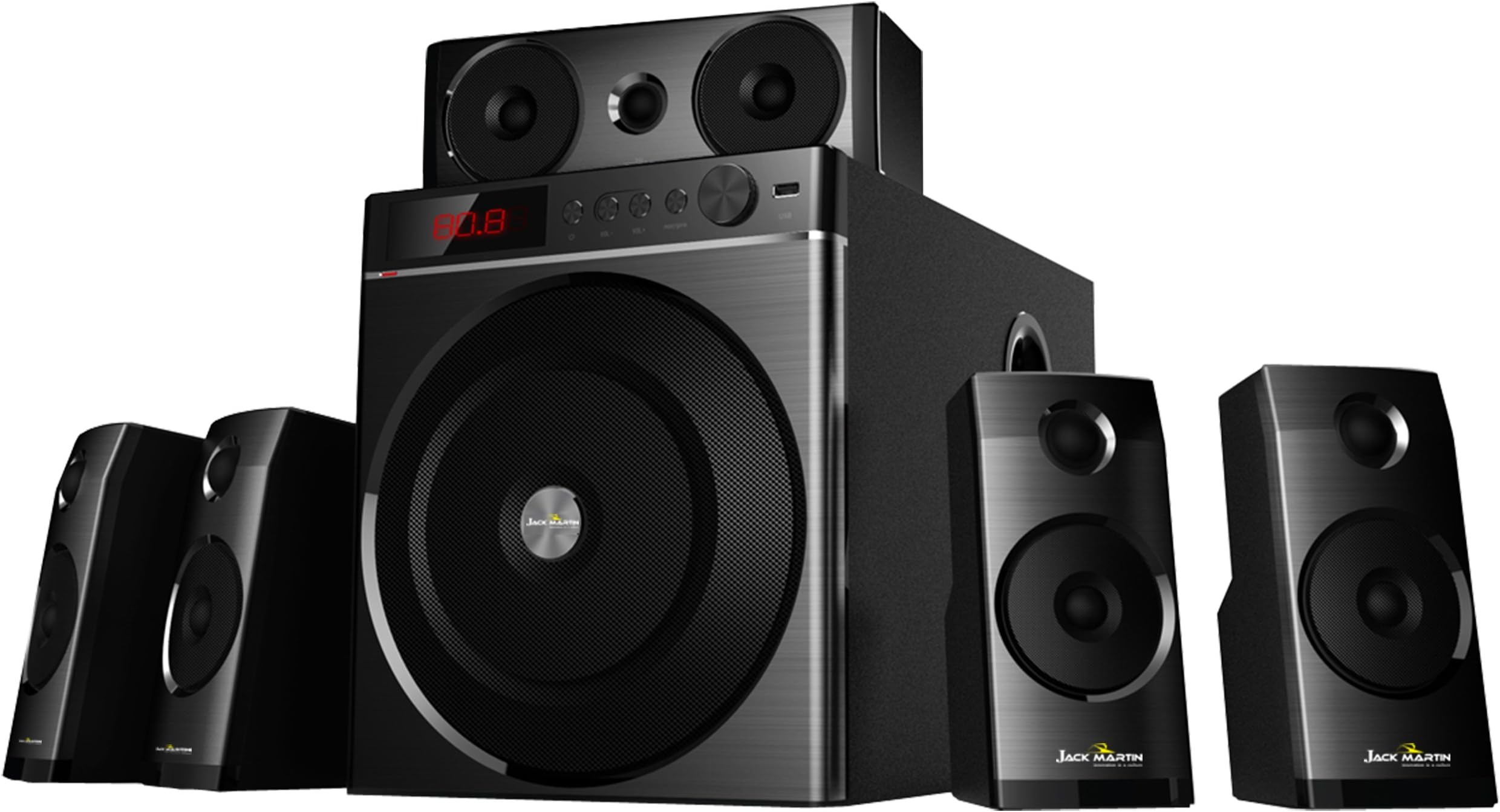 JACK MARTIN 9000 135 Watt 5.1 Channel Wireless Bluetooth Multimedia Speaker (Black)