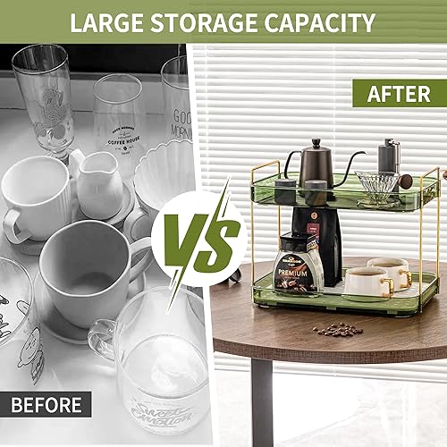 Miniatura 3 de YCIA&DONE Accesorios de barra de café, organizador de estación de café, organizador de gran capacidad con tabla de drenaje, bandeja de whisky,