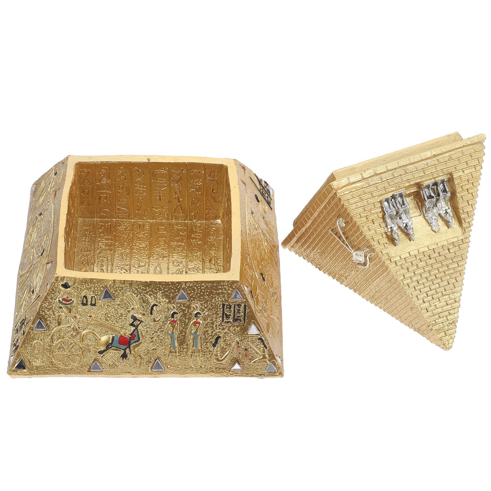 TIDTALEO Portagioie Retrò in Resina Forma di Piramide Egizia Scatola Porta Gioie Vintage per Donna Organizer Elegante per Anelli Orecchini e Piccoli Accessori Decorazione da Tavolo Chic
