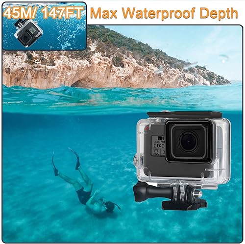 Miniatura 3 de Carcasa impermeable para GoPro Hero 5 6 7 negro, carcasa protectora de buceo subacuático con soporte para Go Pro Hero5 6 Hero7 Black Action Camera