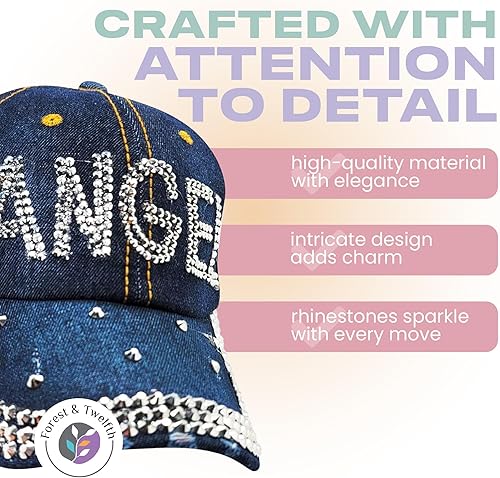 Vista 4 de Forest & Twelfth Gorra de béisbol de moda, adornado con diamantes de imitación de cristal, piedras preciosas sintéticas, bordado