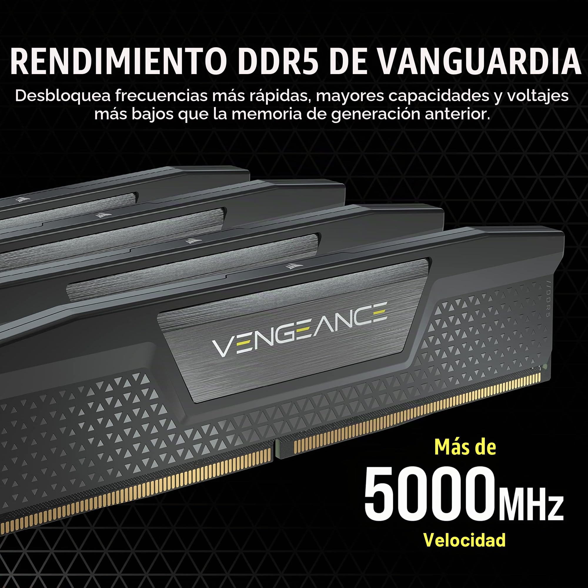Corsair Vengeance DDR5 32GB (2x16GB) 6000Mhz C36 Memoria per Desktop (Regulación de Voltaje a Bordo, Perfiles XMP 3.0 Personalizados, Factor de Forma Compacto, Optimizadas para Intel) Negro