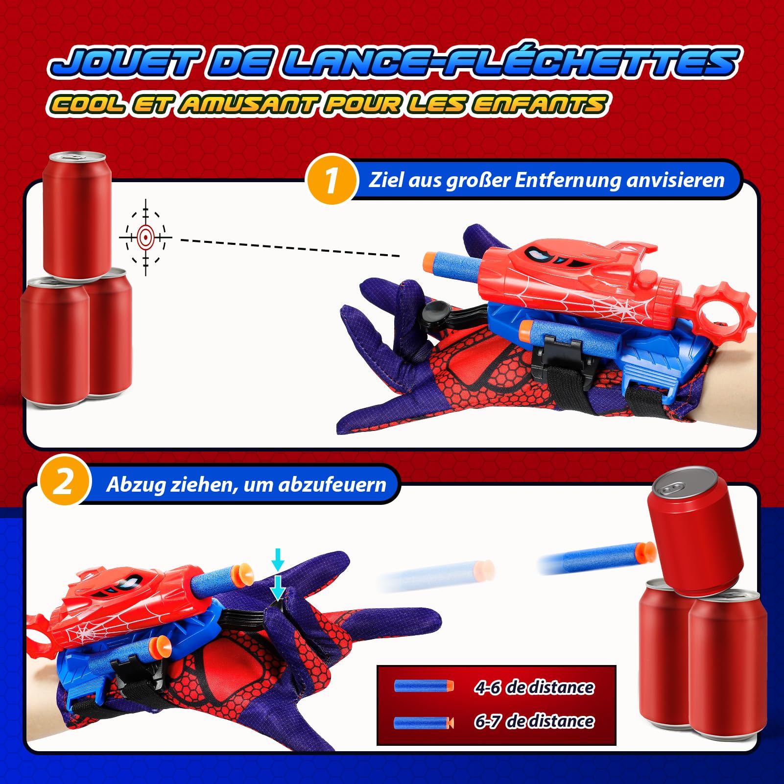 Jouet Lance Toile D'Araignée Garçon Fille 5-12 Ans - Lanceur Super Héros Avec Fléchettes