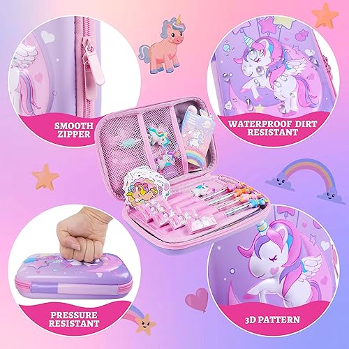 Miniatura 4 de LiYiQ Estuche para lápices para niñas y niños, bonito estuche rosa para lápices, lápices apilables sin afilar, notas adhesivas, regalos de regreso a