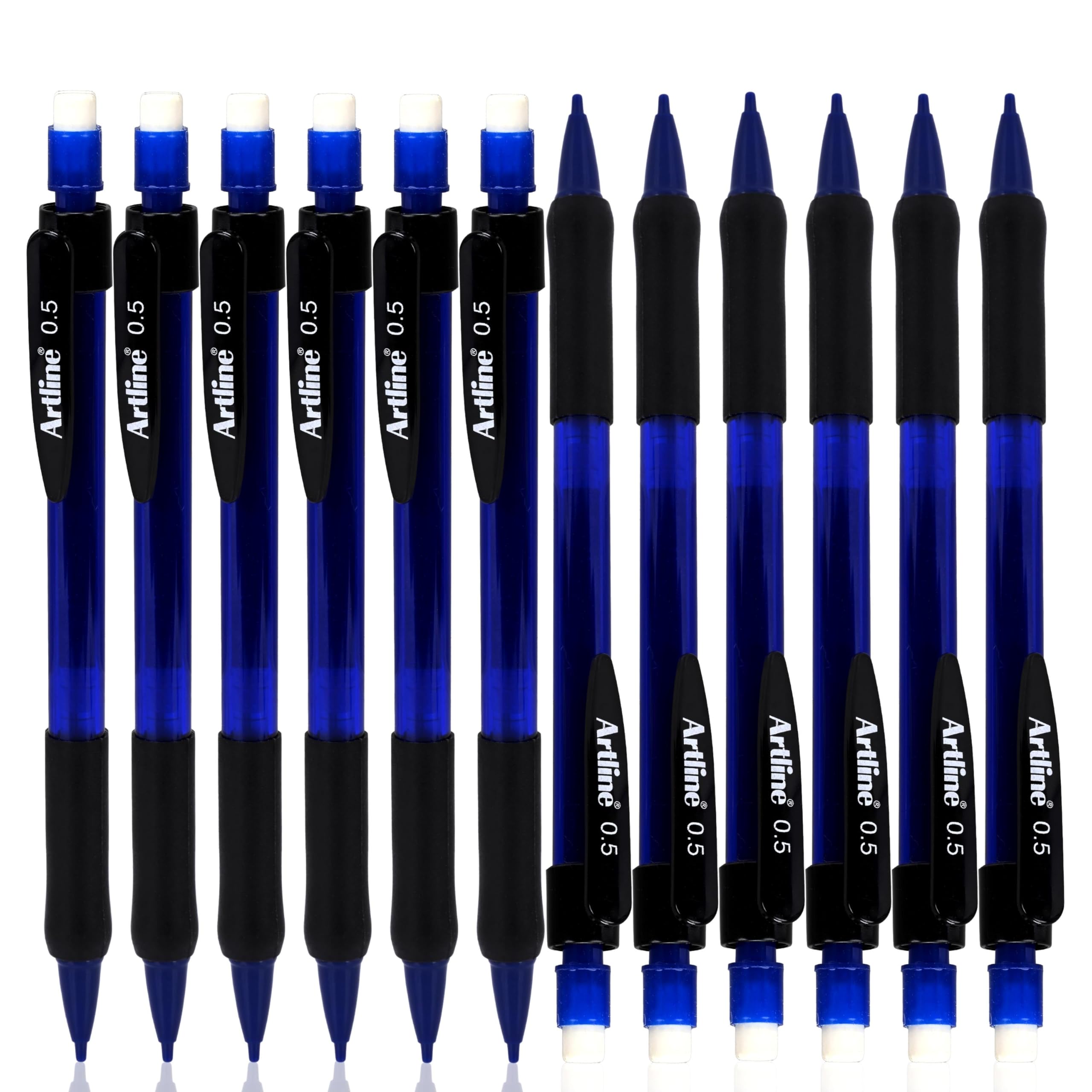 Artline Mechanical Pencil with Eraser, 0.5mm Lead, Fine Tip, 12 Pieces Pencil in a Box - ARMPEK-7051
